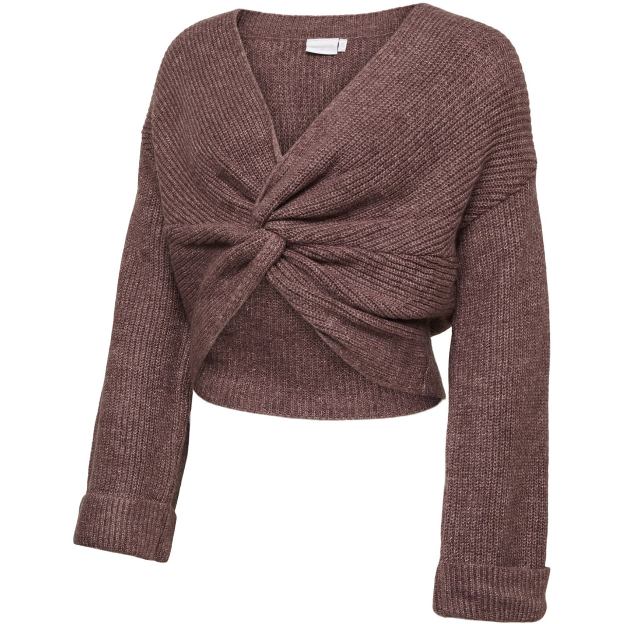 Mama;licious Rose Taupe Melange Mlsvala L/S Crop Strikk Topp Noos