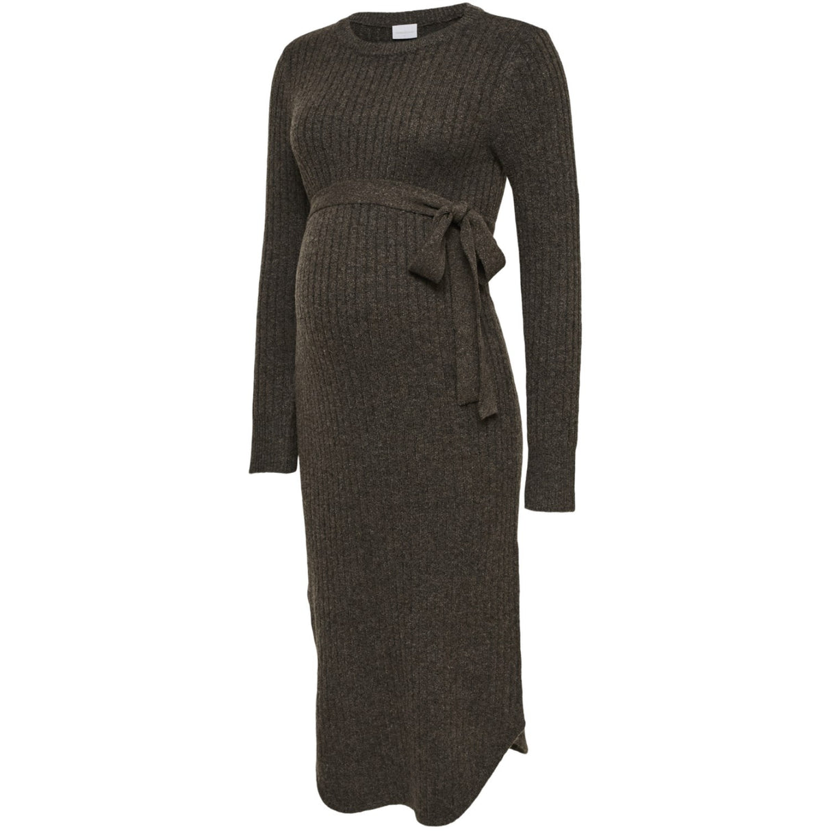 Mama;licious Hot Fudge Melange Mlelin L/S Strikk Midi Kjole