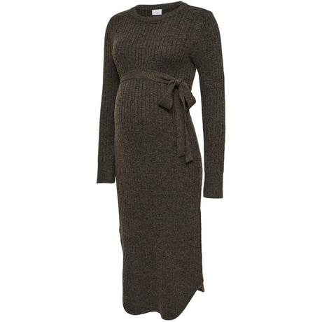 Mama;licious Hot Fudge Melange Mlelin L/S Strikk Midi Kjole