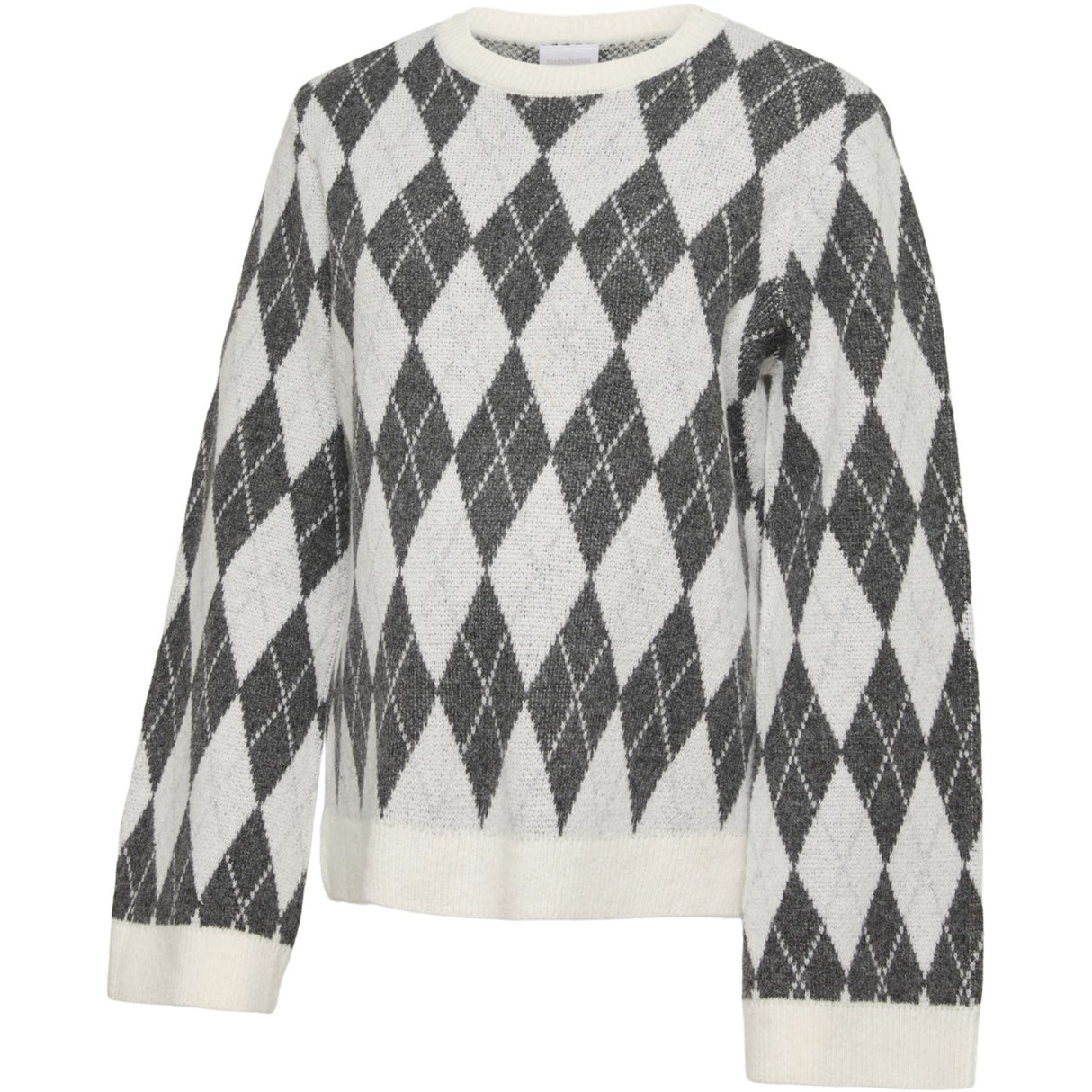 Mama;licious Birch Light Grey And Medium Grey Mlargyle Vita L/S Strikk Topp 2F