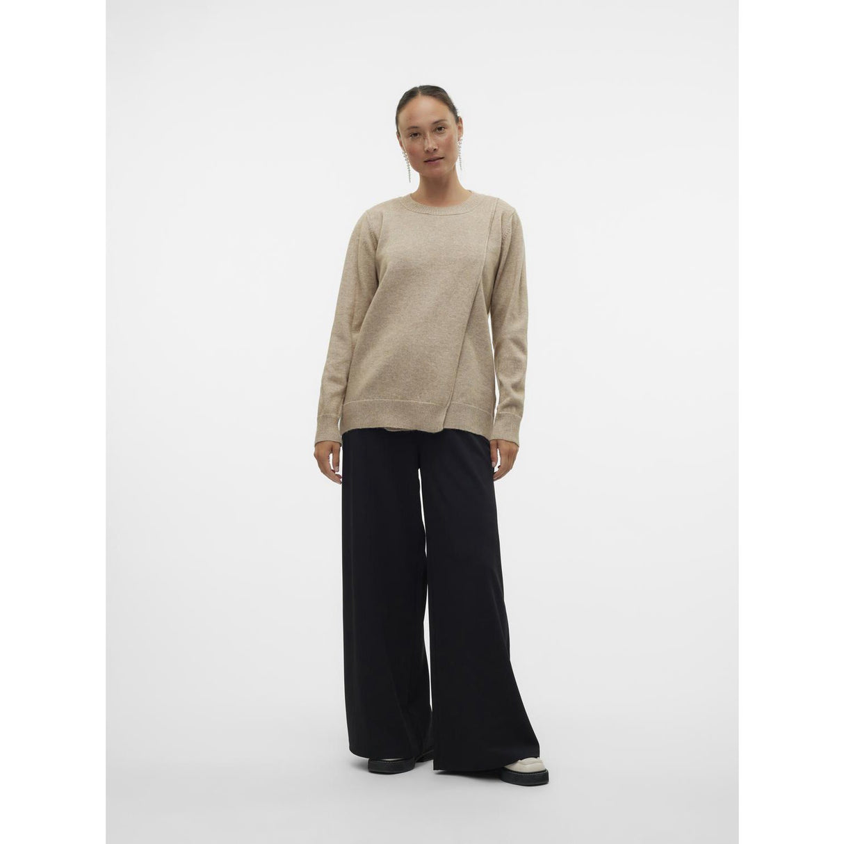 Mama;licious Natural Melange Mlnewanne Iris L/S Strikk Topp 2F Noos