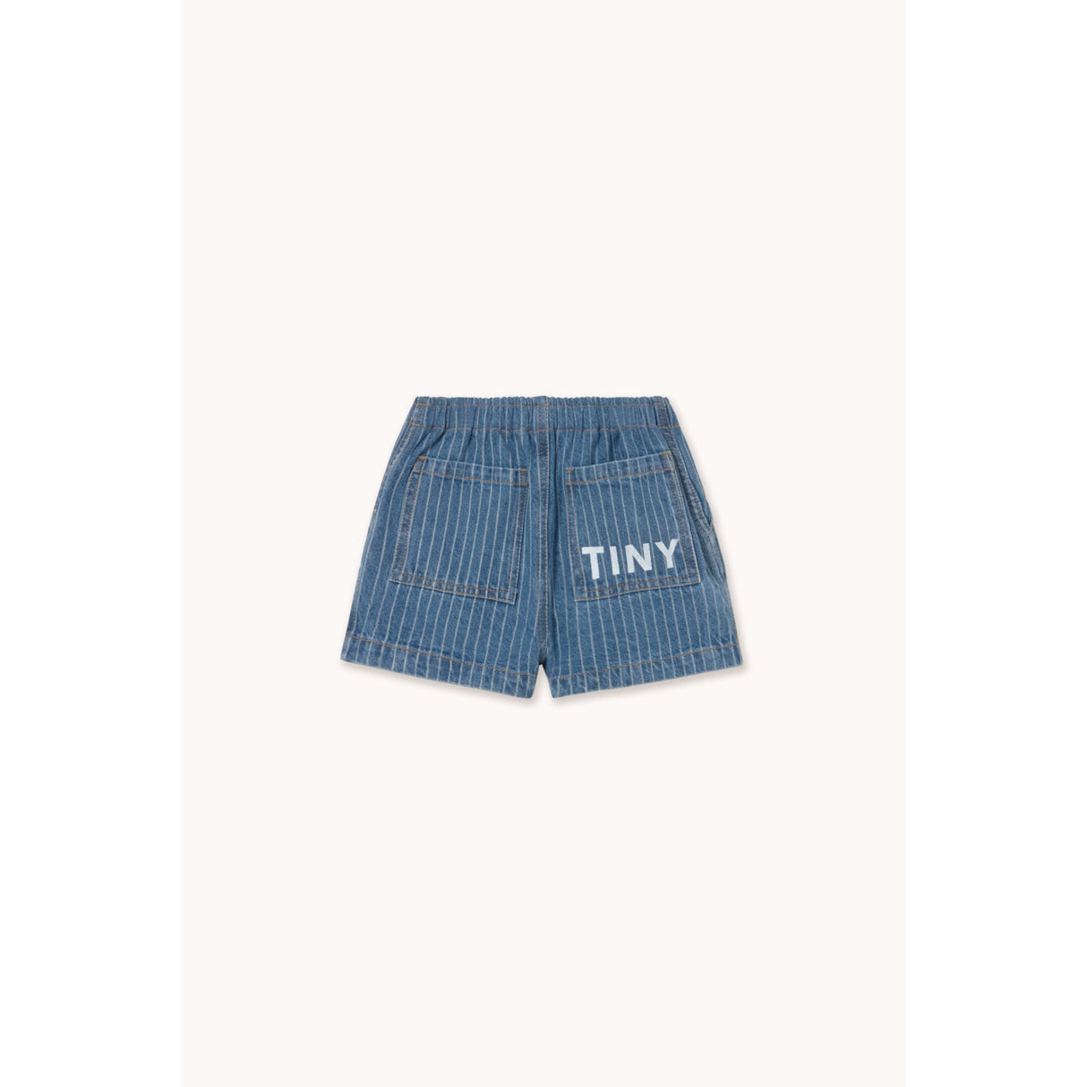 TinyCottons Light Wash Denim Stripes Denim Shorts