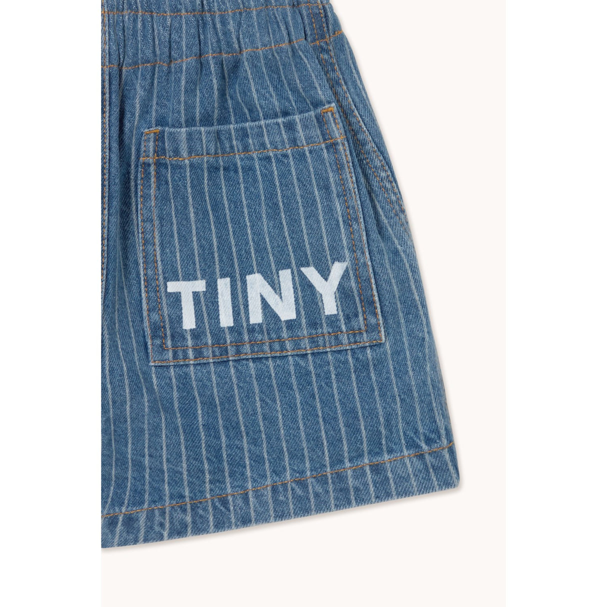 TinyCottons Light Wash Denim Stripes Denim Shorts