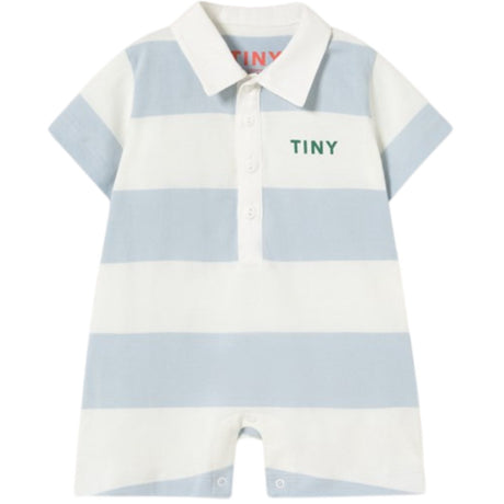 TinyCottons Washed Blue Stripes Strikk Polo One-Piece