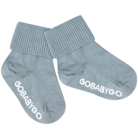 Gobabygo Dusty Blue Non Slip Strømper Organic Bomull