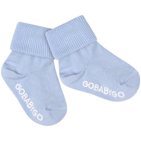 Gobabygo Sky Blue Non Slip Strømper Organic Bomull