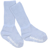 Gobabygo Sky Blue Non Slip Strømper Organic Bomull