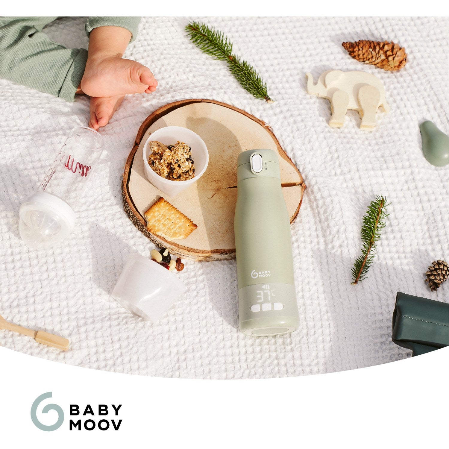 Babymoov Sage Green Moov & Feed Autonomous Flaske Warmer