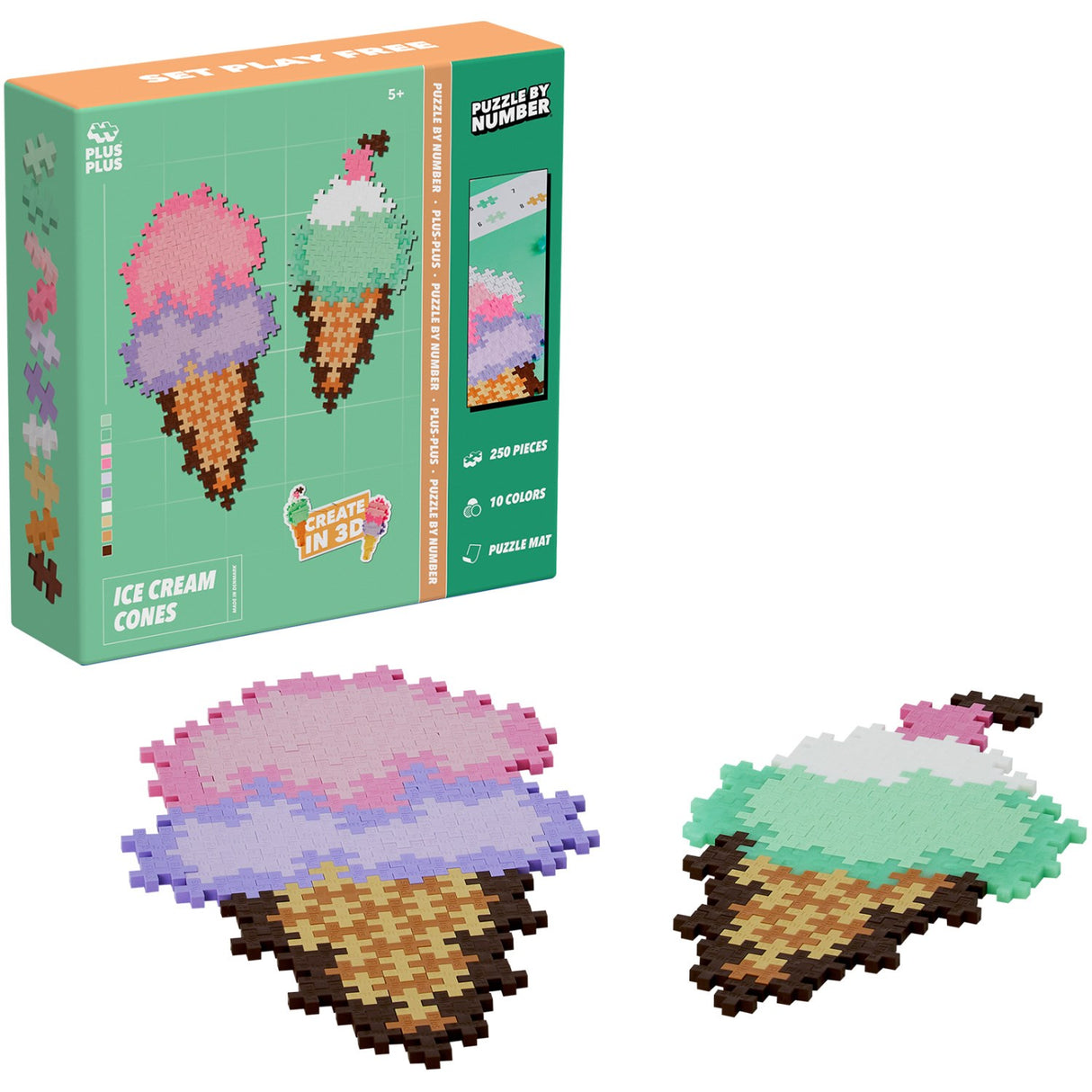Plus-Plus Puslespill By Number Ice Cream Cones 250pcs