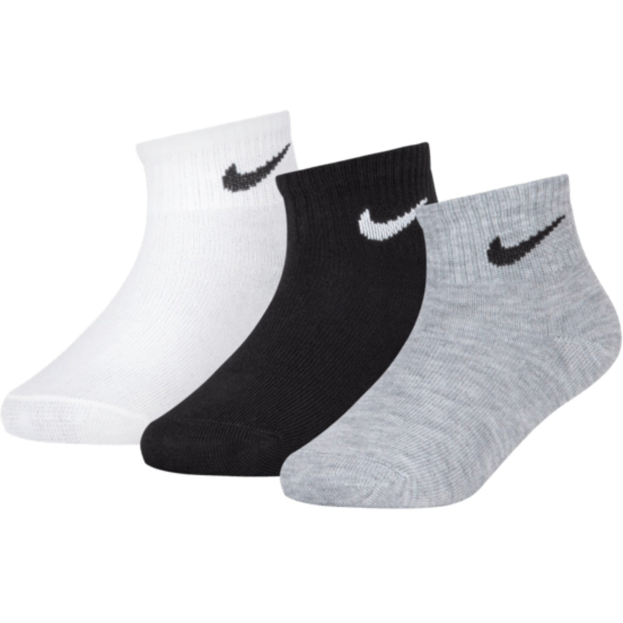 NIKE White/Dark Gray Heather Nike Basic Ankle 3-Pakning Strømper