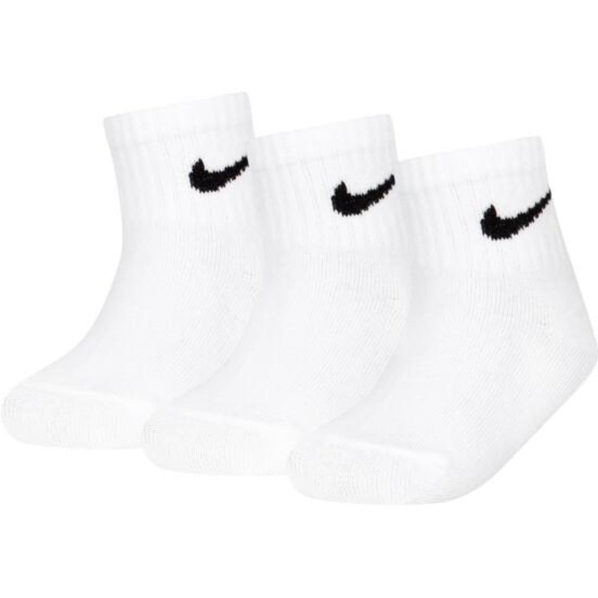 NIKE White/Black Core Swoosh Gripper 3-Pakning Strømper