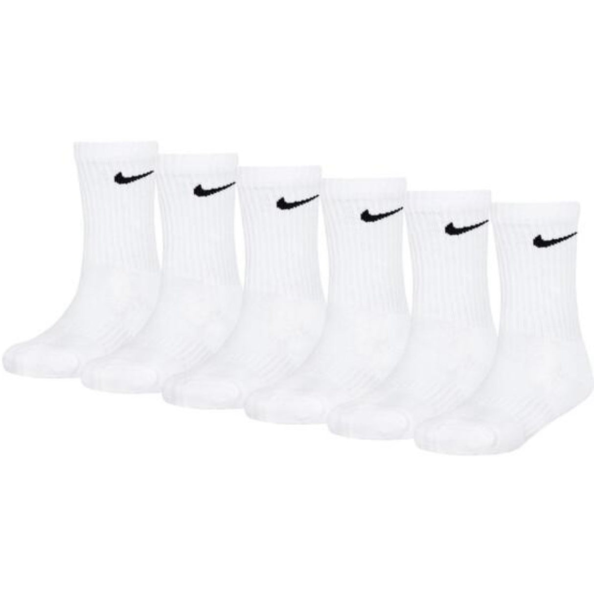 NIKE White Nike Df Perf Basic Crew 6-Pakke Strømper