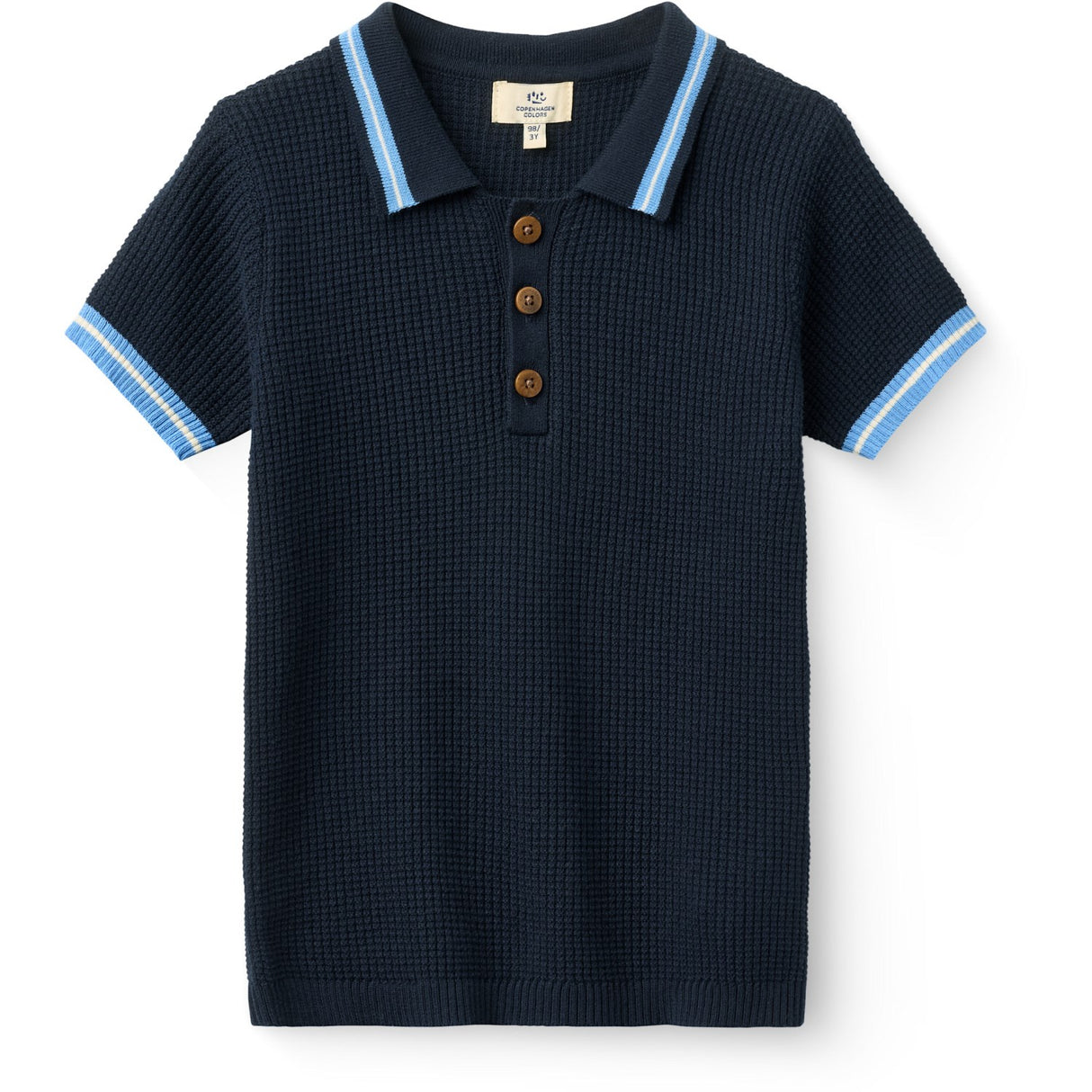 COPENHAGEN COLORS Navy, Blue, Cream Comb. Strikket Pattern Polo