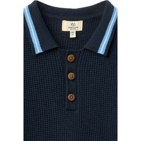 COPENHAGEN COLORS Navy, Blue, Cream Comb. Strikket Pattern Polo