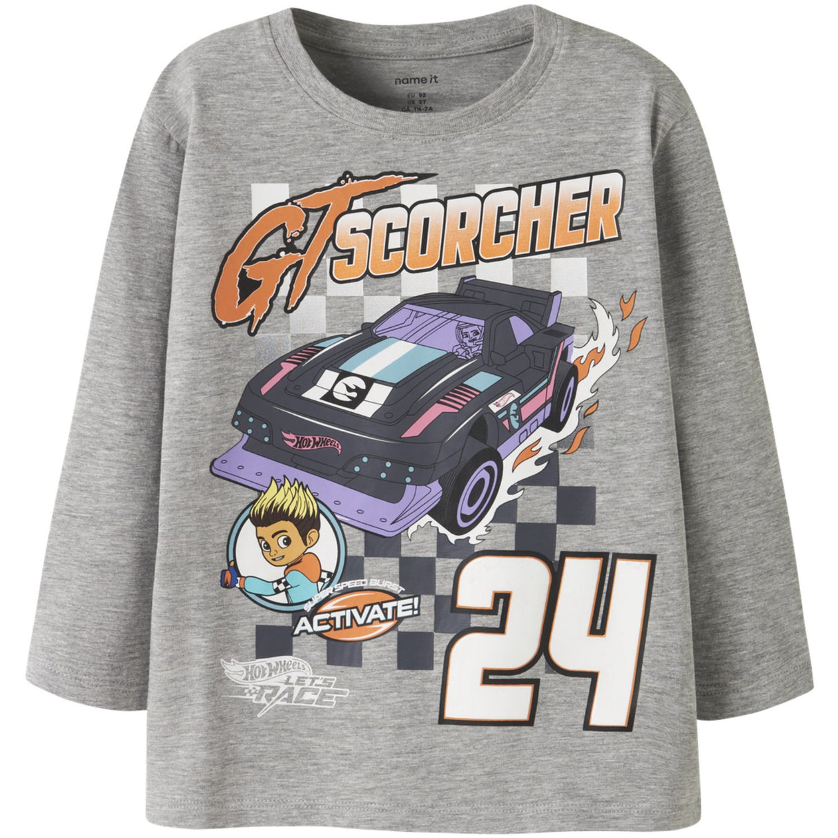 Name It Grey Melange Nmmsteven Hotwheels Ls Nreg Topp Mat