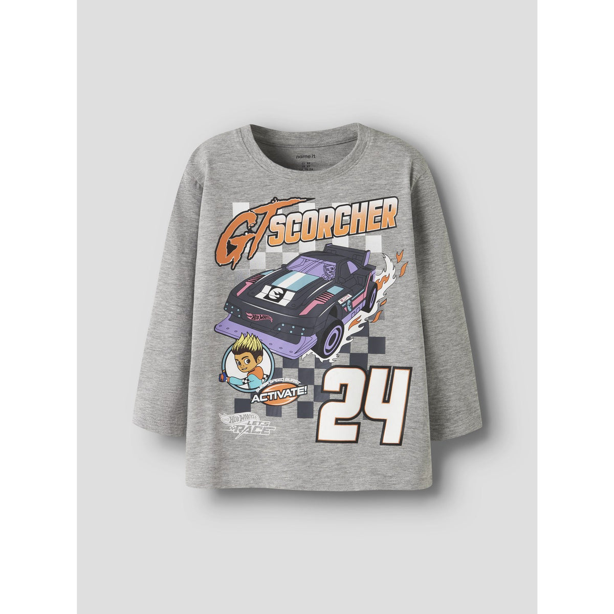 Name It Grey Melange Nmmsteven Hotwheels Ls Nreg Topp Mat