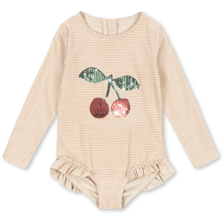 Konges Sløjd Rose Stripe Jade Ls Badedrakt