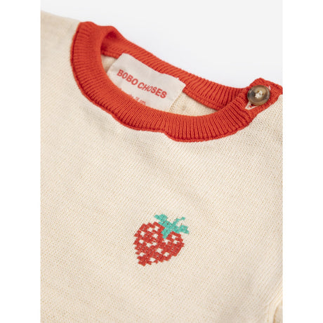 Bobo Choses White Pixel Strawberry Strikket T-Shirt