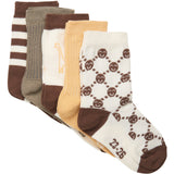 Minymo Cocoa Brown Strømper M/ Pattern 5-Pack