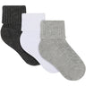Minymo Light Grey Melange Baby 2X2 Rib Strømpe 3-Pakning