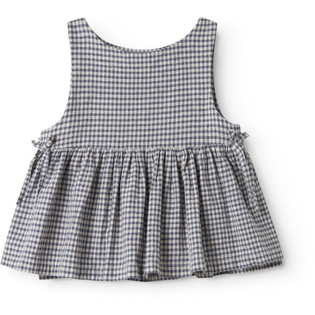 MarMar Cotton Linen Marine Check Tarame Topp