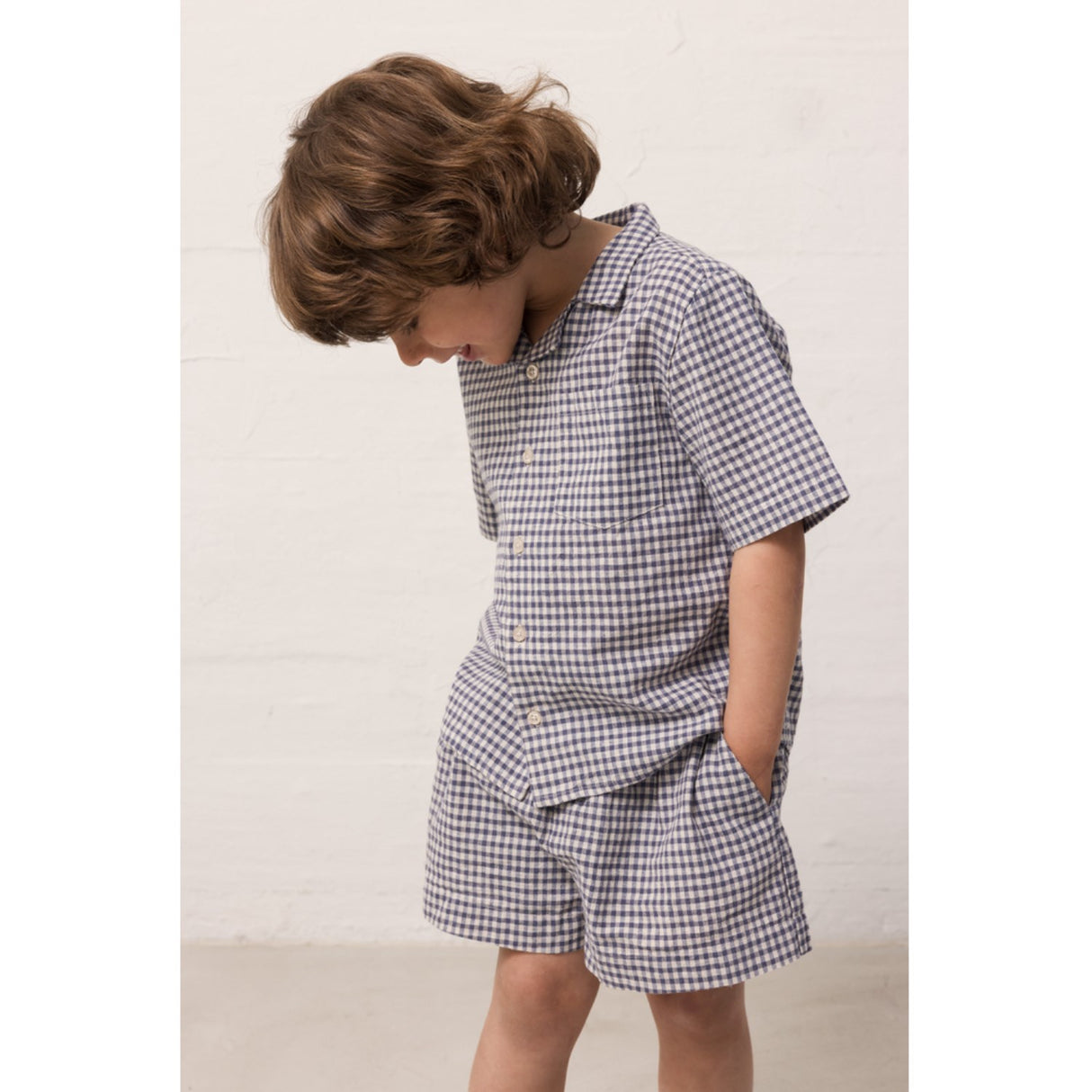 MarMar Cotton Linen Marine Check Pinon Shorts