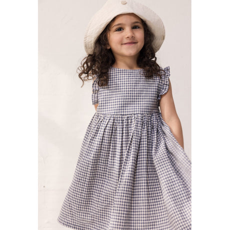 MarMar Cotton Linen Marine Check Darame Kjole