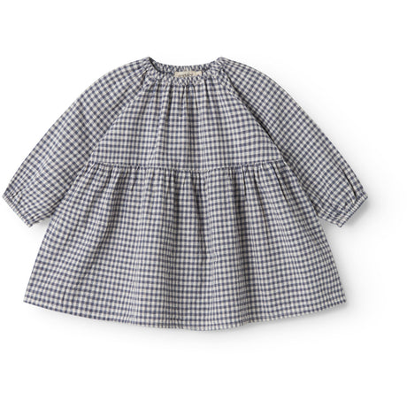MarMar Cotton Linen Marine Check Dawson B Kjole