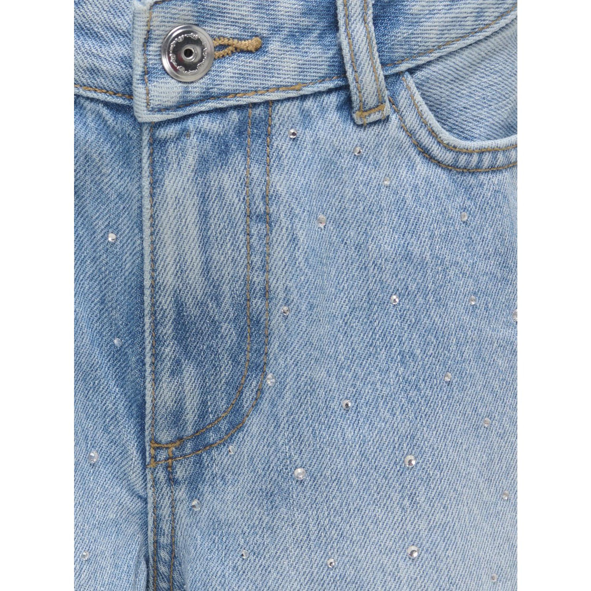 kids ONLY Medium Blue Denim Rhinestones Kogsonny Hw Wide Rhinst Dnm Shorts Azg