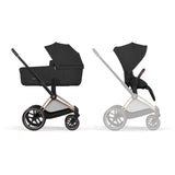 Cybex Sepia Black/Black Priam Comfort Rosegold Inklusiv Foldbar Liggedel