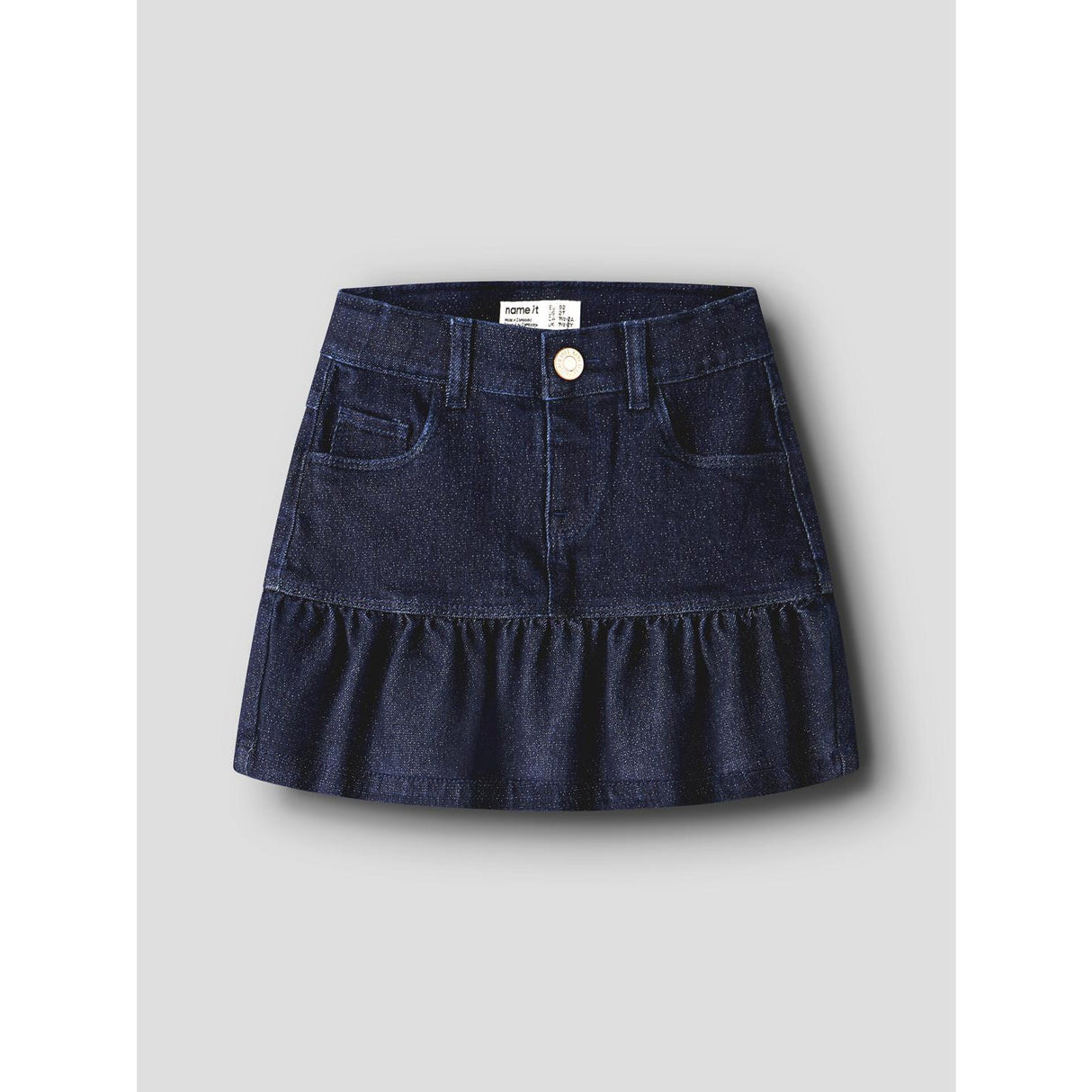 Name It Dark Blue Denim Nmfliv Dnm Glitter Skjørt 1208-Lu