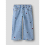Name It Medium Blue Denim Flower Emb Nmfrose Wide Emb Jeans 4711-Za