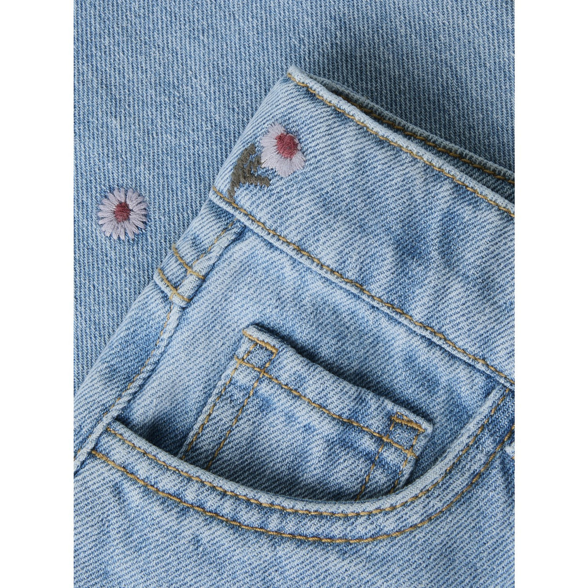 Name It Medium Blue Denim Flower Emb Nmfrose Wide Emb Jeans 4711-Za
