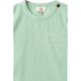COPENHAGEN COLORS Sharp Green W Cream Stripe Seersucker Ss Bluse