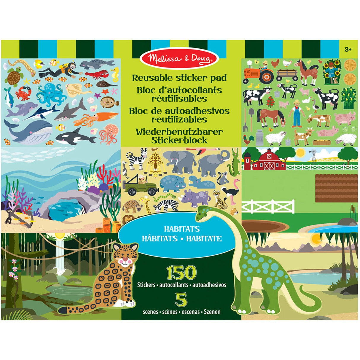 Melissa & Doug Grøn Reusable Sticker Pad Habitats