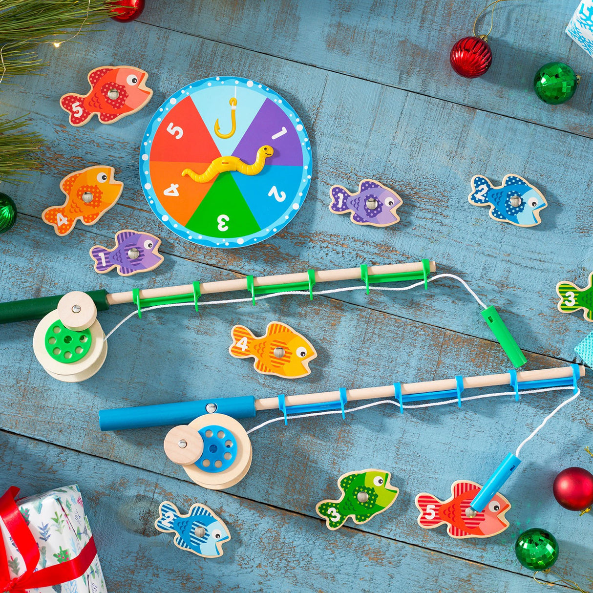 Melissa & Doug Multifarvet Wooden Fishing Game Catch And Count