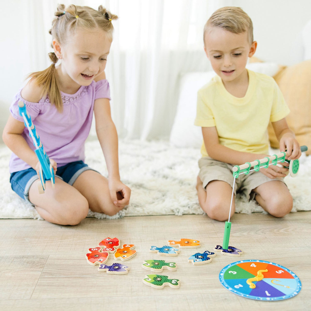 Melissa & Doug Multifarvet Wooden Fishing Game Catch And Count