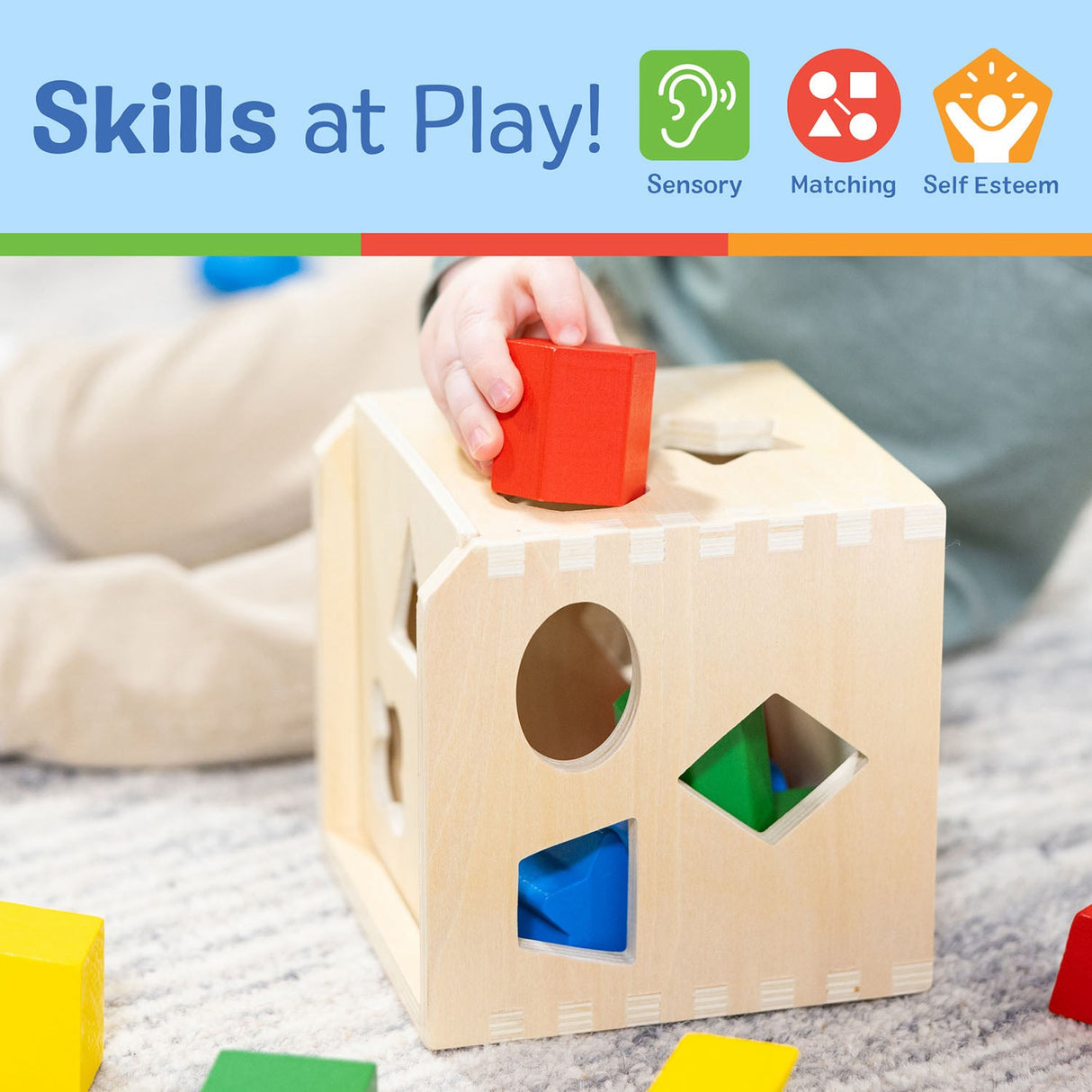 Melissa & Doug Multifarvet Sorteringskasse Kube Tre