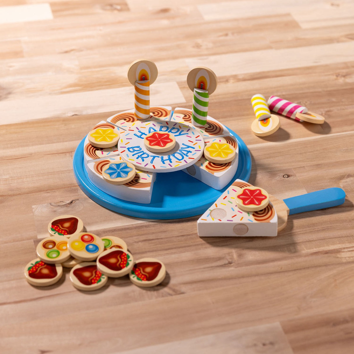 Melissa & Doug Multifarvet Wooden Food Playset Birthday Cake