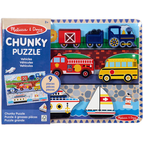 Melissa & Doug Multifarvet Wooden Chunky Puzzle Vehicles