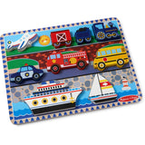 Melissa & Doug Multifarvet Wooden Chunky Puzzle Vehicles