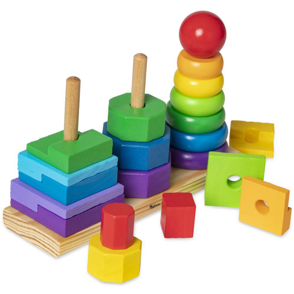 Melissa & Doug Multifarvet Wooden Stacking Toy Geometric