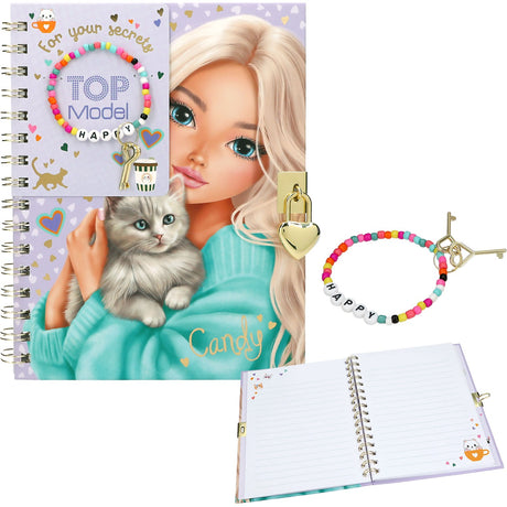 TOPModel Dagbok Med Padlock Og Bracelet
