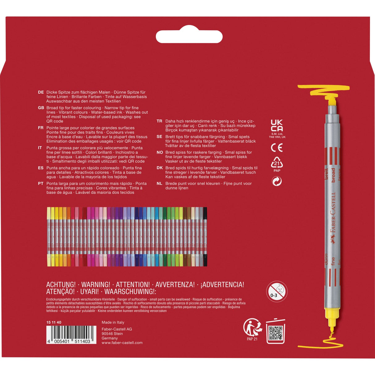 Faber-Castell-markører dobbel tykk/tynn 40 pcs