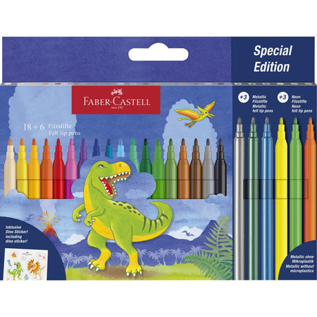 Faber-Castell Tusser Dinosaurus 8+3 METALLISK