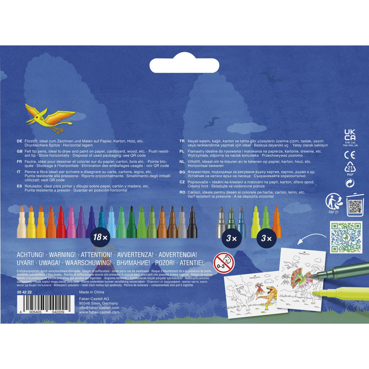 Faber-Castell Tusser Dinosaurus 8+3 METALLISK