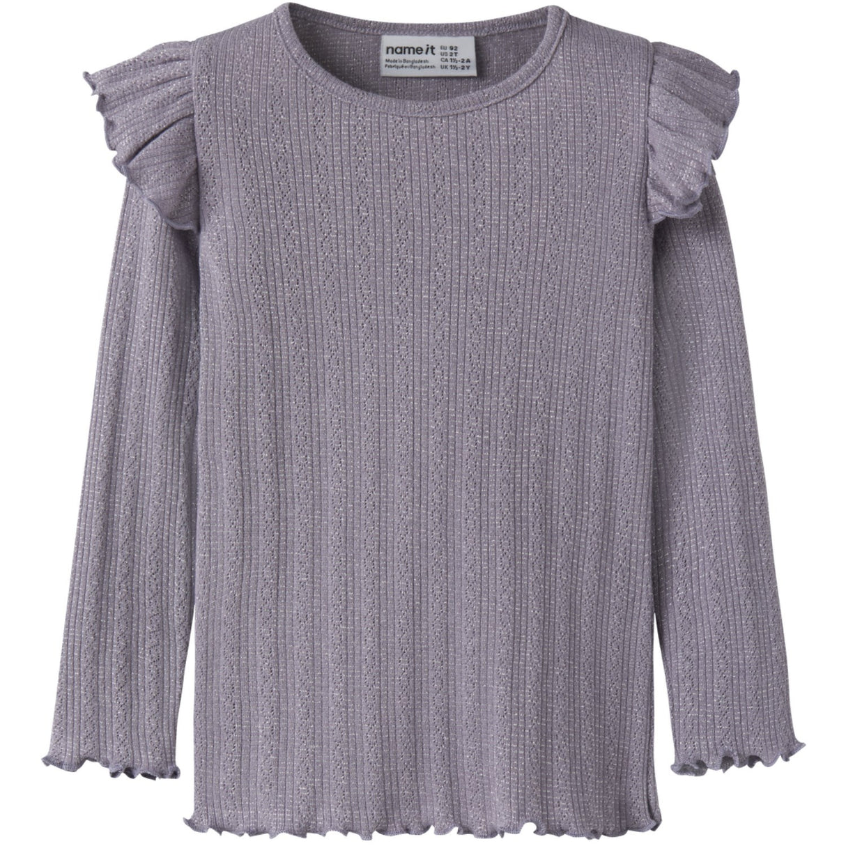 Name It Lavender Gray Melange Nmfblitta Ls Slim Topp
