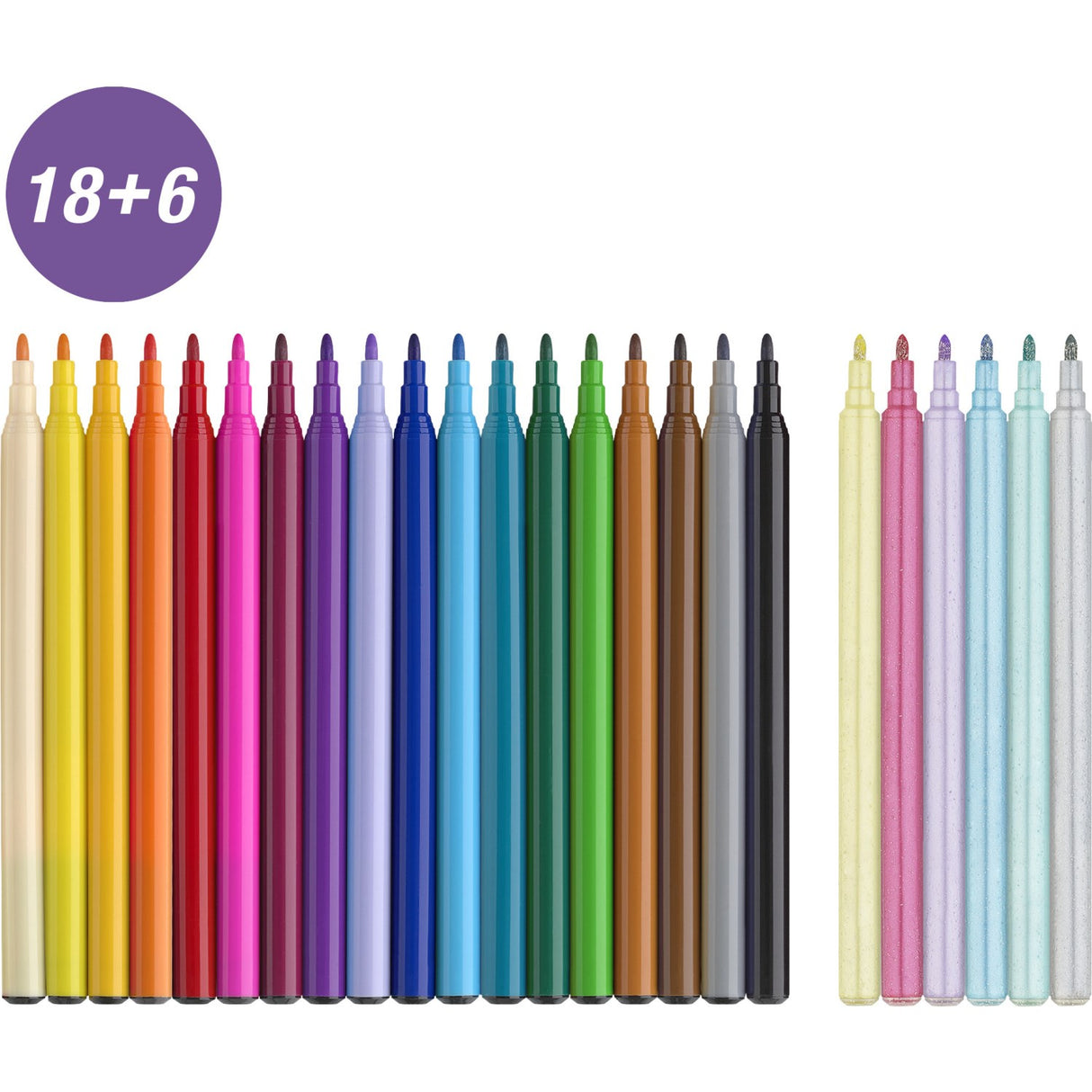 Faber-Castell enhjørningmarkører - 18 farger + 6 glittermarkører