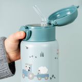 DonebyDeer Blue Tiny Farm Insulated Sugerør Flaske