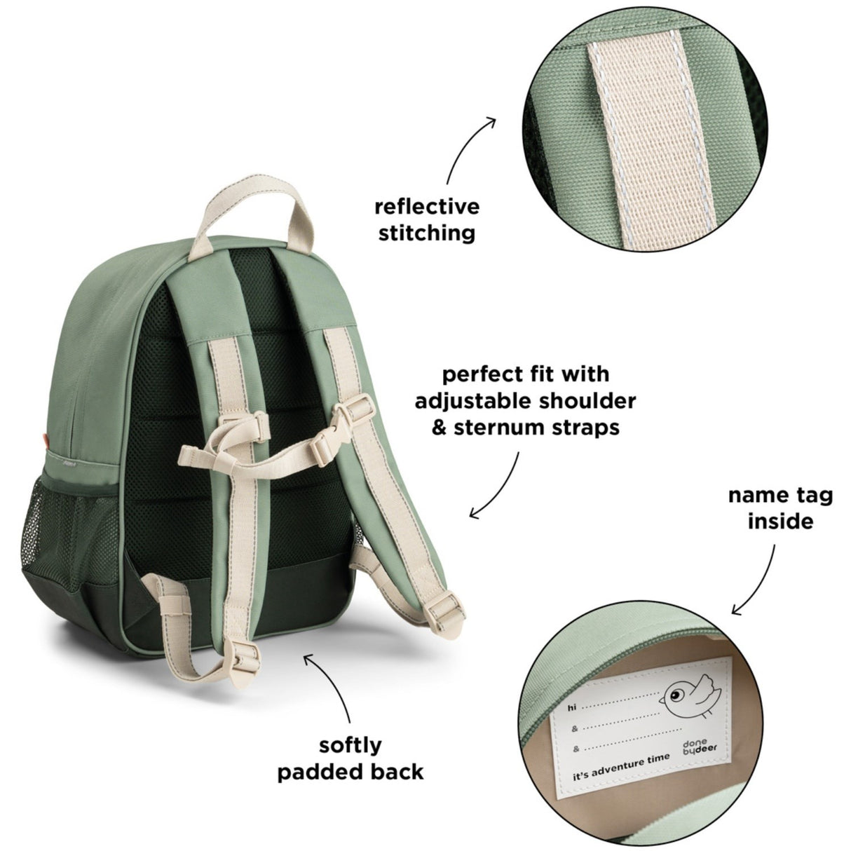 DonebyDeer Green Tiny Trails Junior Rygsekk